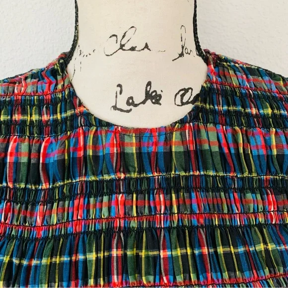 Sold! Gianni seersucker plaid smocked dress - Picture 7 of 16